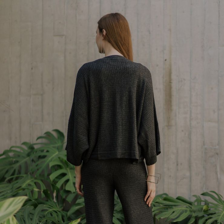 CASAQUETO EM TRICOT DE LINHO
