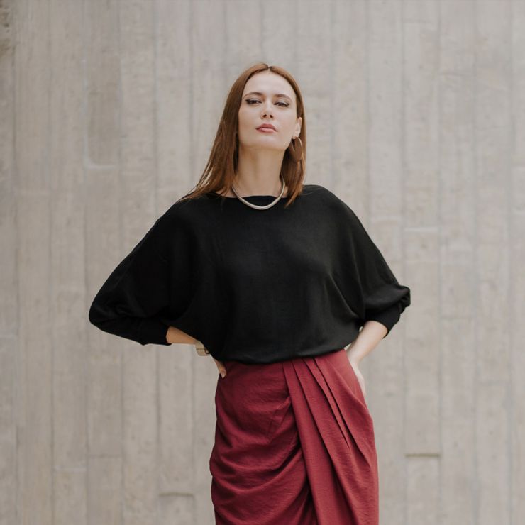 BLUSA DE TRICOT COM MANGA MORCEGO