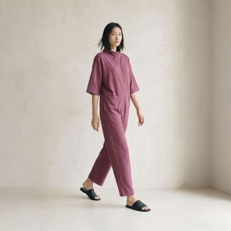 MACACÃO EM MALHA DENIM COM ZÍPER